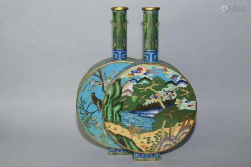 19-20th C. Chinese Cloisonne Double Vase