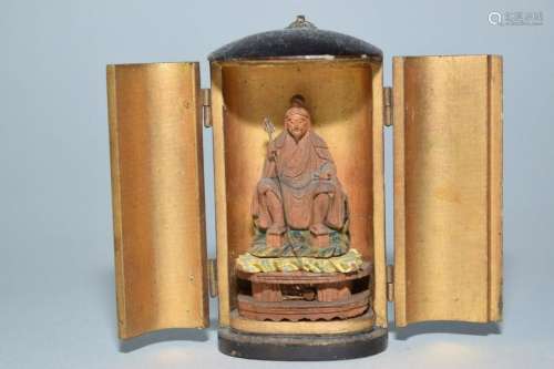 Meiji Period Japanese Tanxiang Wood Carved Buddha