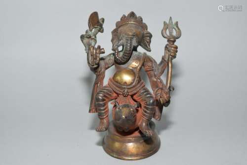 15-17th C. Hindu Gilt Bronze Jambhala Figure