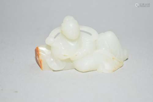 Chinese White Jade Carved Guanyin Amulet