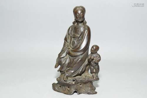 Ming/Qing Chinese Bronze Guanyin with Boy