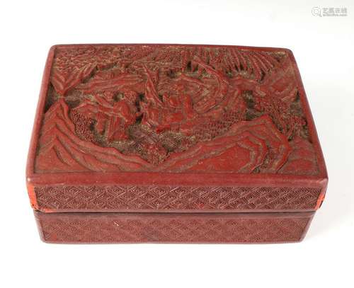 CARVED CINNABAR BOX