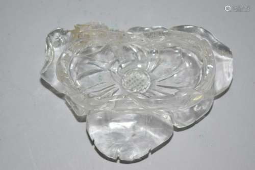 18-19th C. Chinese Rock Crystal Lotus Brush Washer