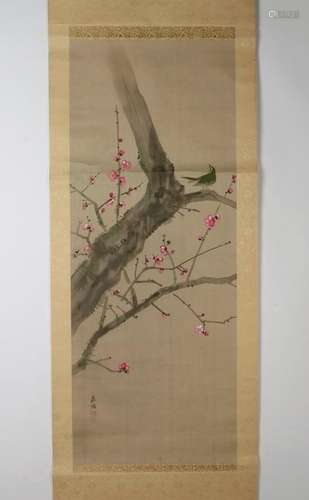 SCROLL OF A BIRD ON CHERRY TREE