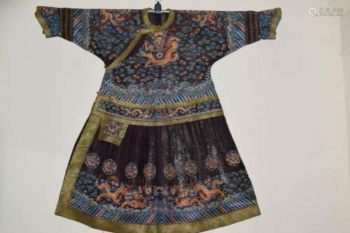 Qing Chinese Embroidered Silk Gauze Emperor's Robe