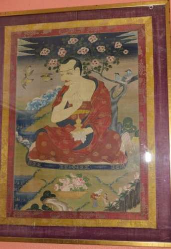 18th C. Chinese Tibetan Painted Guru Thangka
