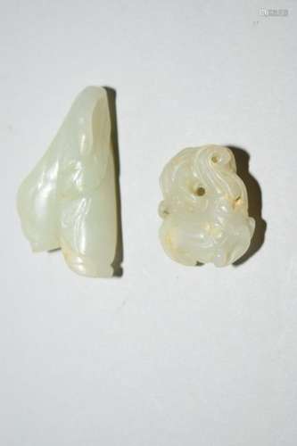Two Qing Chinese Jade Carved Amulets