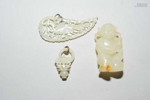 Three Qing Chinese Jade Carved Amulets