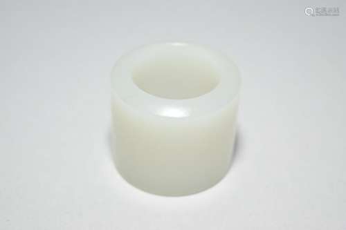 Qing Chinese White Jade Carved Archers Ring