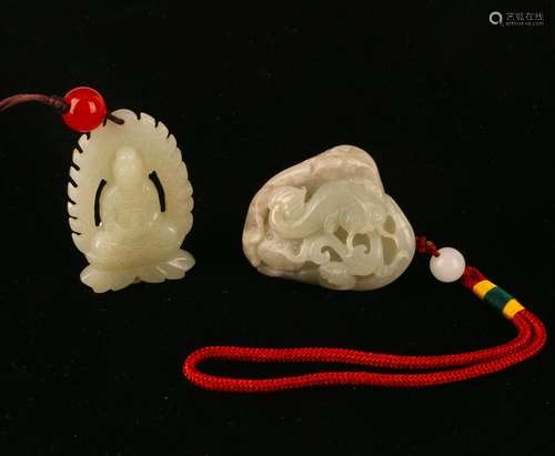 2 WHITE JADE PENDANTS