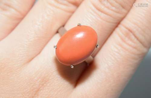 Natural Red Coral Ring