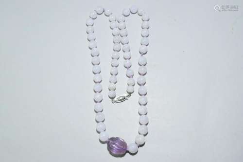 Chinese Lavender Jadeite and Purple Tourmaline Necklace