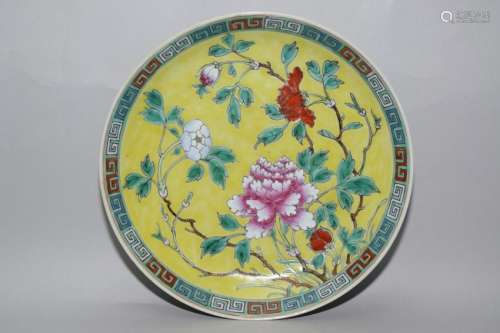 Qing Chinese Famille Rose Flowers Plate