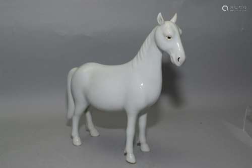 Republic Chinese White Glaze Horse, Nie ChuHua