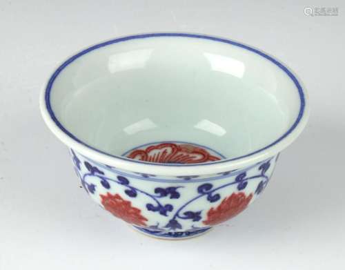 BLUE & RED LOTUS BLOSSOM TEA CUP