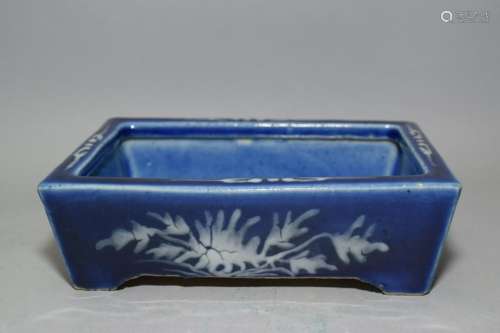Late Qing Chinese Cobalt Blue Glaze Pate-sur-Pate