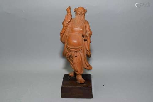 19-20th C. Chinese Huangyang Wood Carved Zhong Han Li