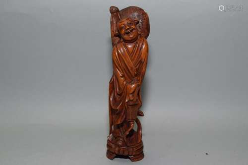 19-20th C. Chinese Huangyang Wood Carved Liu Hai