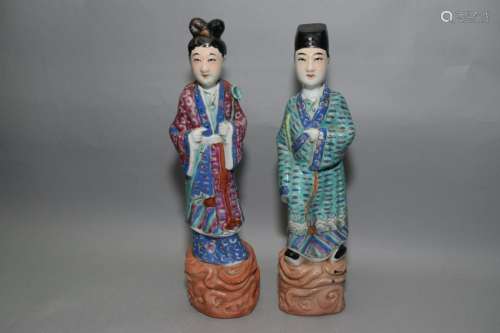 Two Chinese Famille Rose Figures