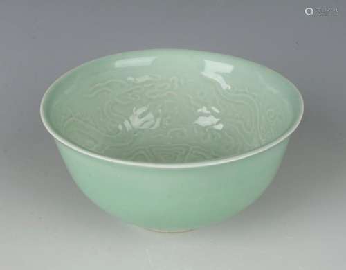 PORCELAIN CELADON DRAGON BOWL