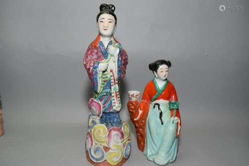 Two Republic Chinese Famille Rose Maidens