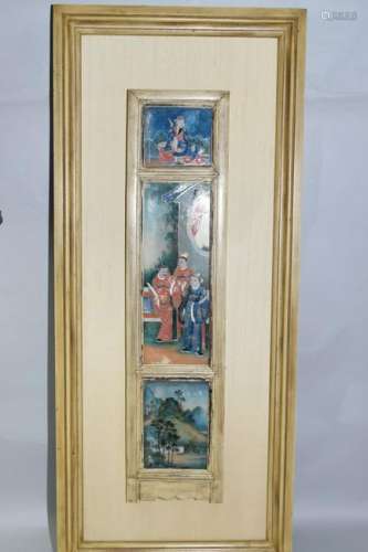 19th C. Chinese Painted Glass Plaque