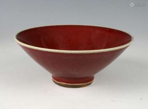FLARED PORCELAIN OXBLOOD FOOTED DISH