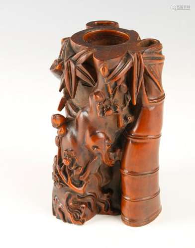 CARVED BAMBOO FORM BRUSH POT