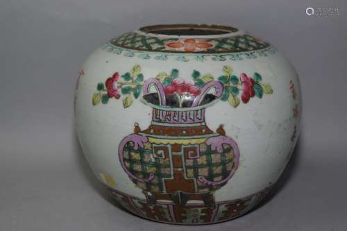 Qing Chinese Famille Rose Study Object Melon Jar