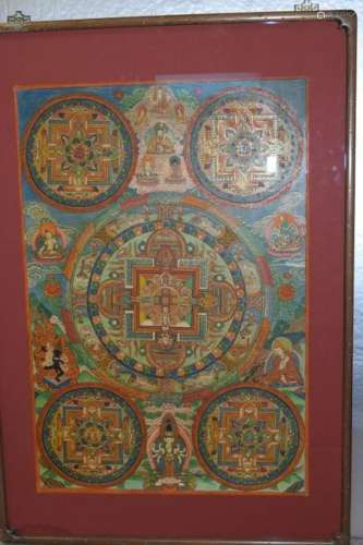 Qing Chinese Tibetan Hand Painted Mandala Thangka