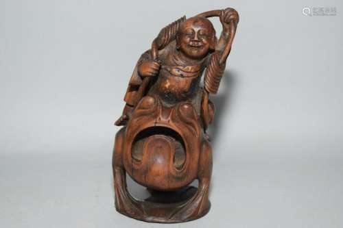 Qing Chinese Bamboo Carved Liu Hai Figure