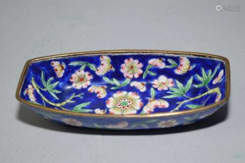 Qing Chinese Enamel over Bronze Saucer