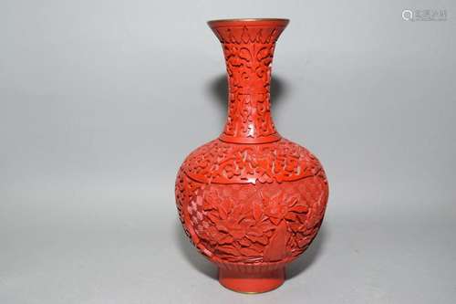 Chinese Cinnabar Carved Vase