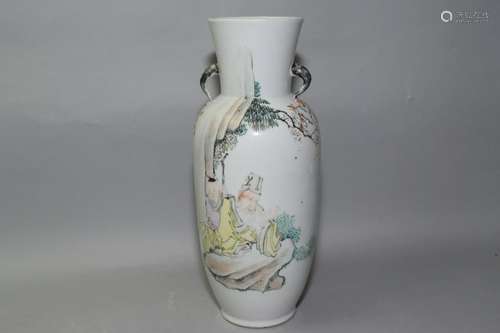 Qing Chinese Famille Verte Vase, Dai HuanZhao