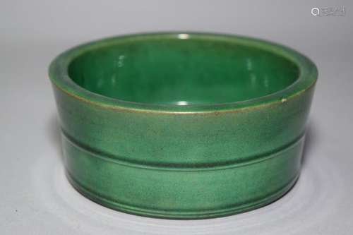 Qing Chinese Green Glaze Brush Washer