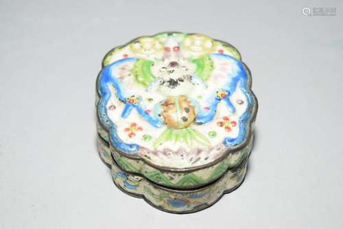 Qing Chinese Enamel over Metal Butterfly Box