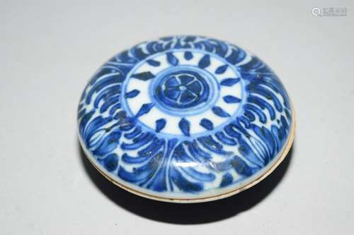 18th C. Chinese Blue and White Flower Seal Ink Box