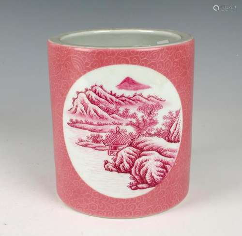 PINK PORCELAIN BRUSH POT