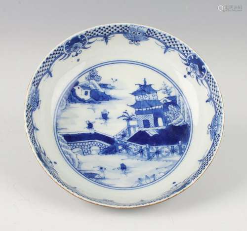 SMALL BLUE AND WHITE DISH