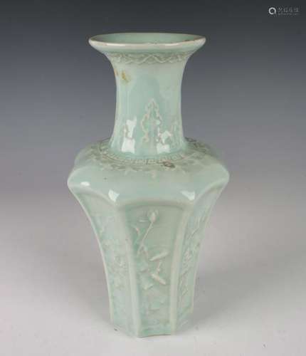 EIGHT SIDED CELADON VASE