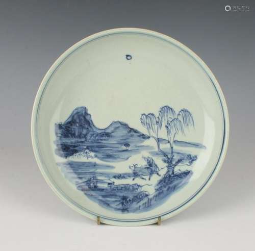 BLUE & WHITE LANDSCAPE BOWL