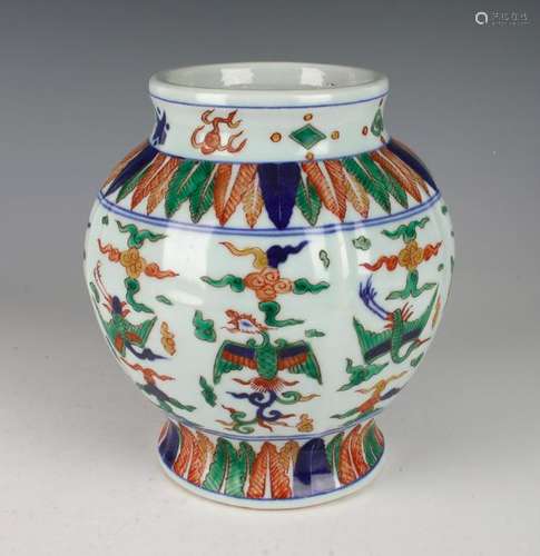 PORCELAIN WUCAI PHOENIX VASE