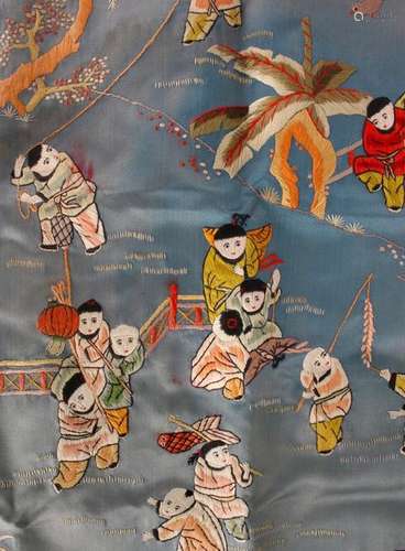 CHINESE EMBROIDERY OF CHILDREN FLYING KITES