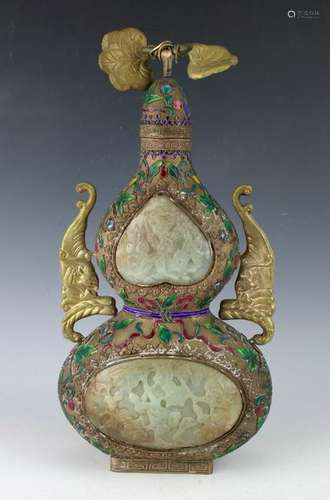 DOUBLE GOURD CHAMPLEVE VESSEL