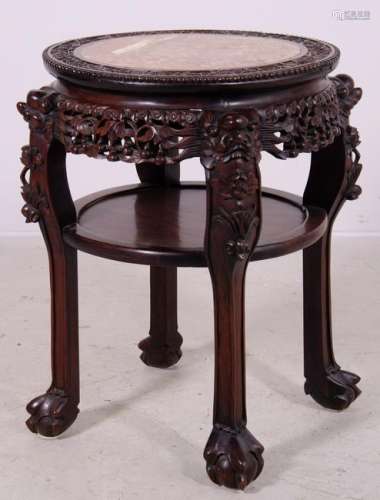 Chinese carved marble top taboret, 26