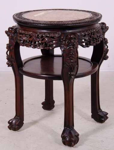 Chinese carved marble top taboret, 26