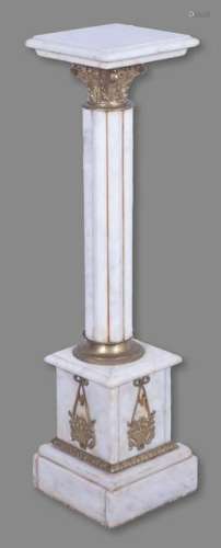 French marble & brass pedestal, 40