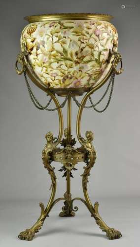 Brass/Bronze Porcelain Jardiniere, 36