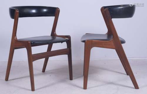 Pair Modern Design teak barrel back side chairs