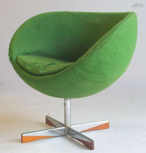 Saarinen style chrome & teak  lounge chair